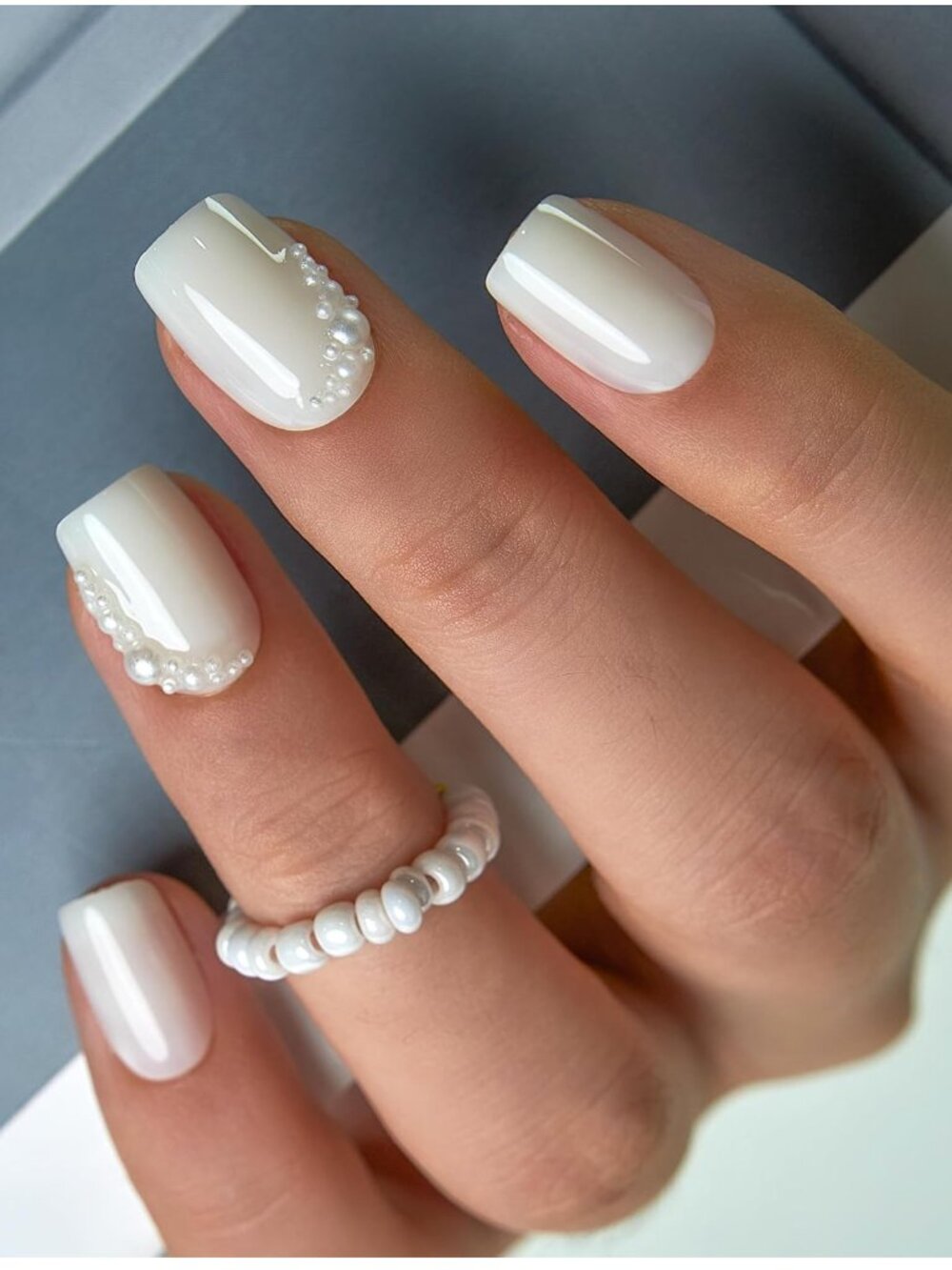 CurvLife Short Square French Pearl White, Press On Nails NEW NIB Bundl➡️Save